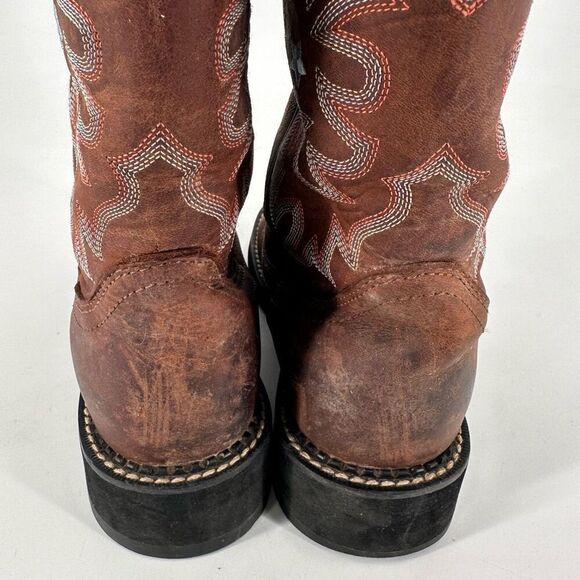 Ariat Pro Baby Brown Leather Western Embroidered Cowboy Boots Size 7 Style 16720 - Picture 8 of 13